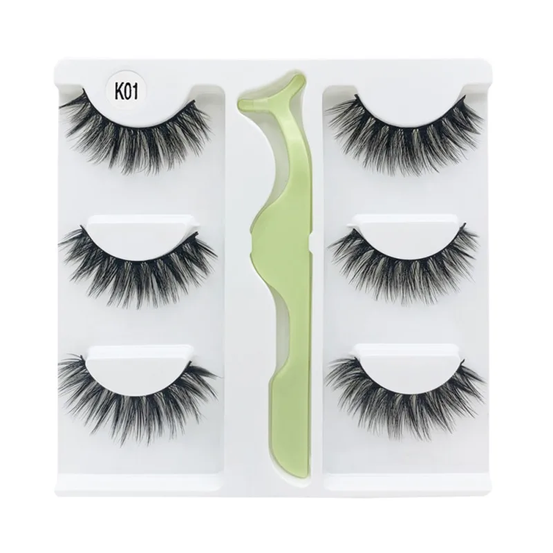 

3 Pairs 3D Faux Mink Lashes Reusable False Eyelashes Synthetic Fiber Material Make The Eyes More Charming And Vivid Eyelashes