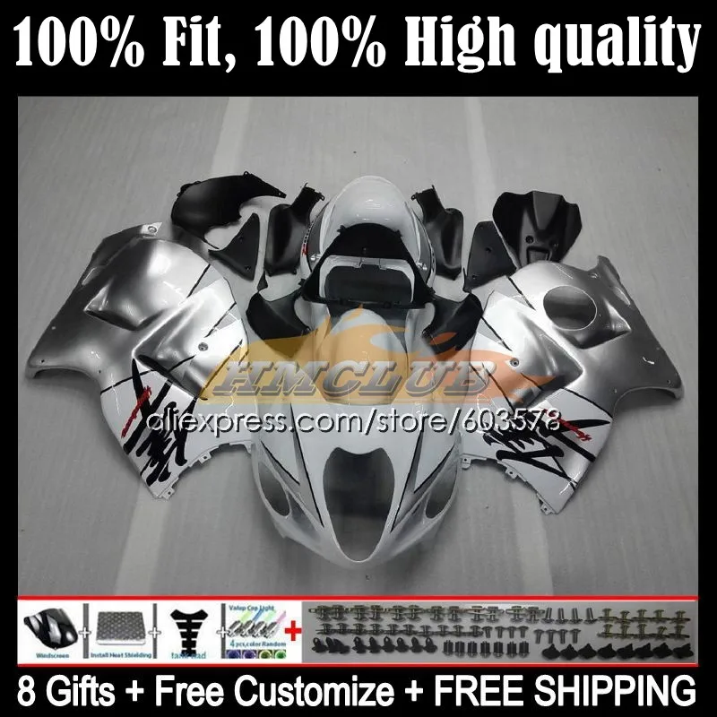 

Injection For SUZUKI Hayabusa GSXR1300 96 97 98 99 00 01 20CL.3 GSXR 1300 CC 2002 2003 2004 2005 2006 2007 Fairing Silver white