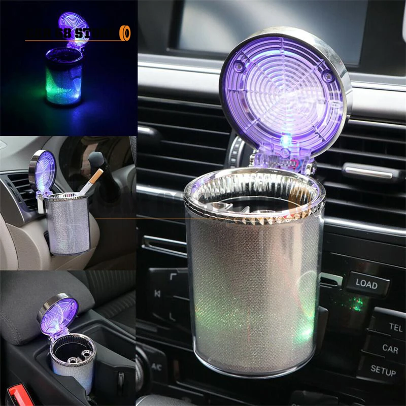 

1 Set Car Ashtray With LED Light Cigarette Cigar Ashtray Container Ashtray Gas Bottle Smoke Cup Holder Storage Cup Car Supplies