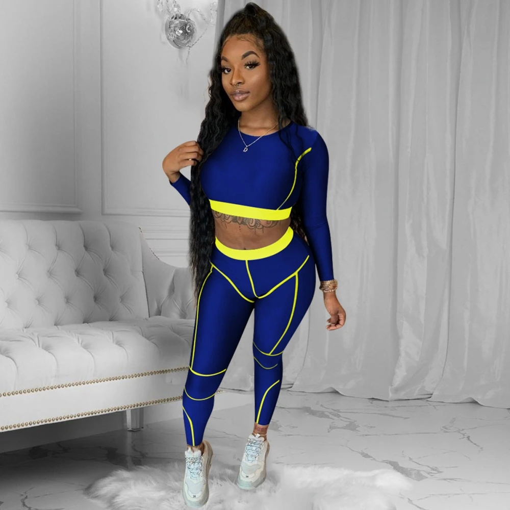 

Комплект спортивной одежды женский однотонный из двух предметов, эластичная спортивная одежда с высокой талией, укороченный топ и леггинсы...