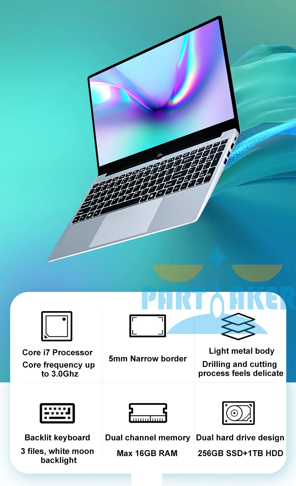 Partaker L4 новейший 15,6 дюймовый ноутбук i7 4500U 4600U двухъядерный ультратонкий ноутбук с подсветкой Клавиатура с Bluetooth WiFi