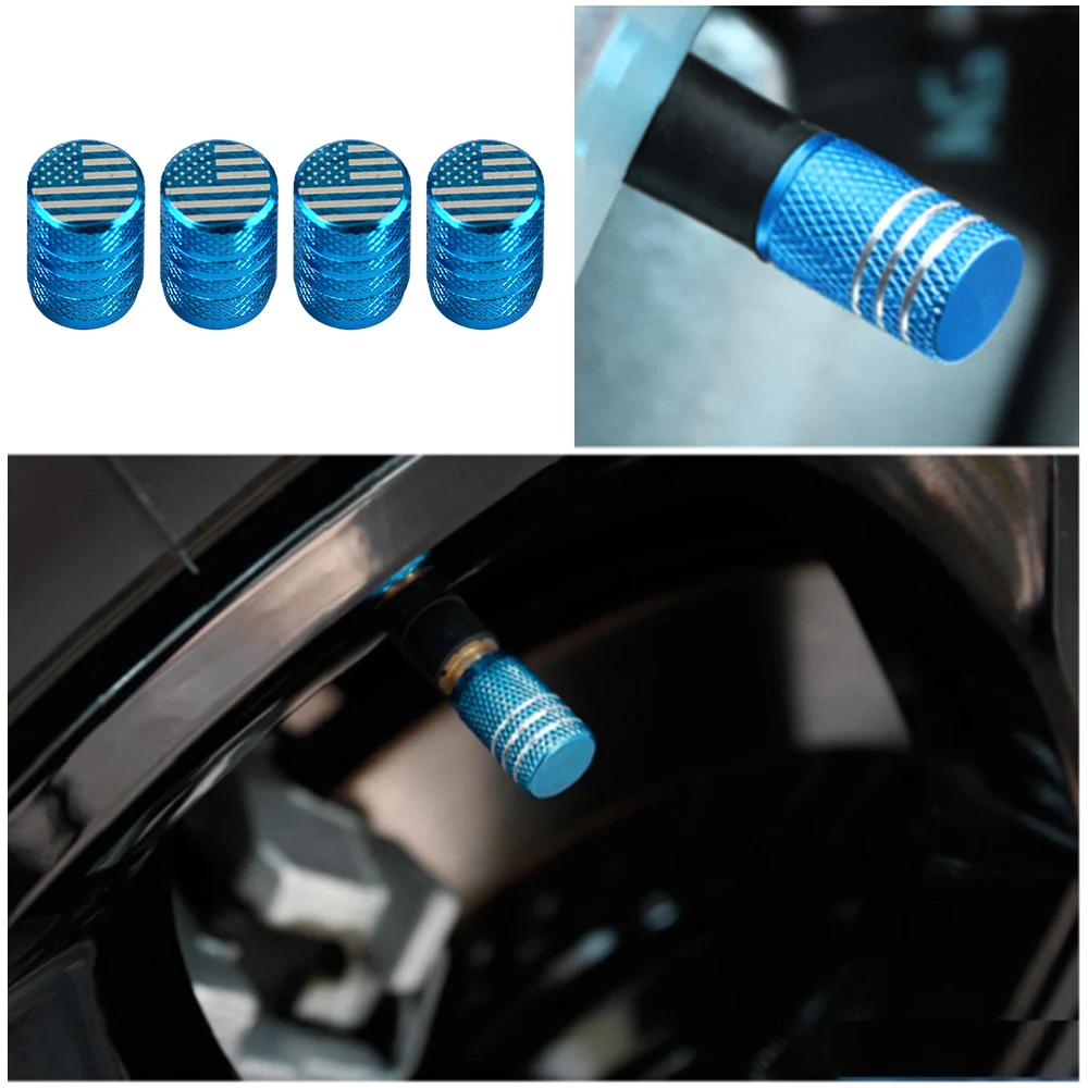 Auto Accessories Aluminum Alloy Round Tire Valve Stem Cap American Flag Dust Proof Cover | Автомобили и мотоциклы