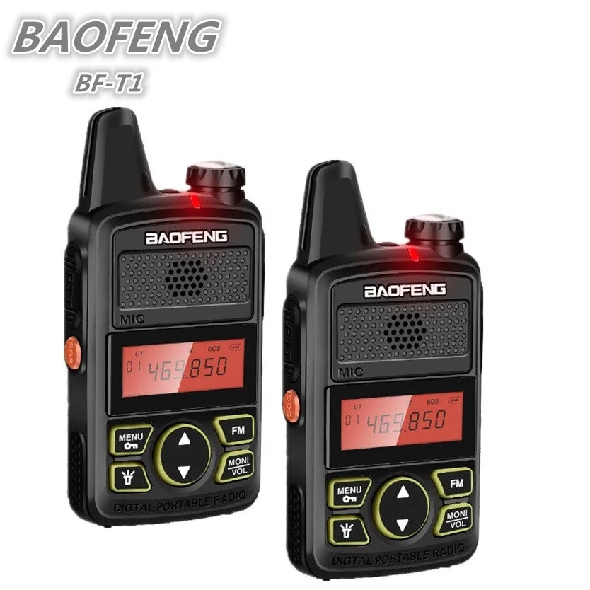 2 шт. BAOFENG BF-T1 мини UHF Walkie Talkie дети Ham CB радио BAOFENG T1 USB зарядное устройство bf t1 КВ трансивер любительский двухстороннее радио - Цвет: 2PCS radio