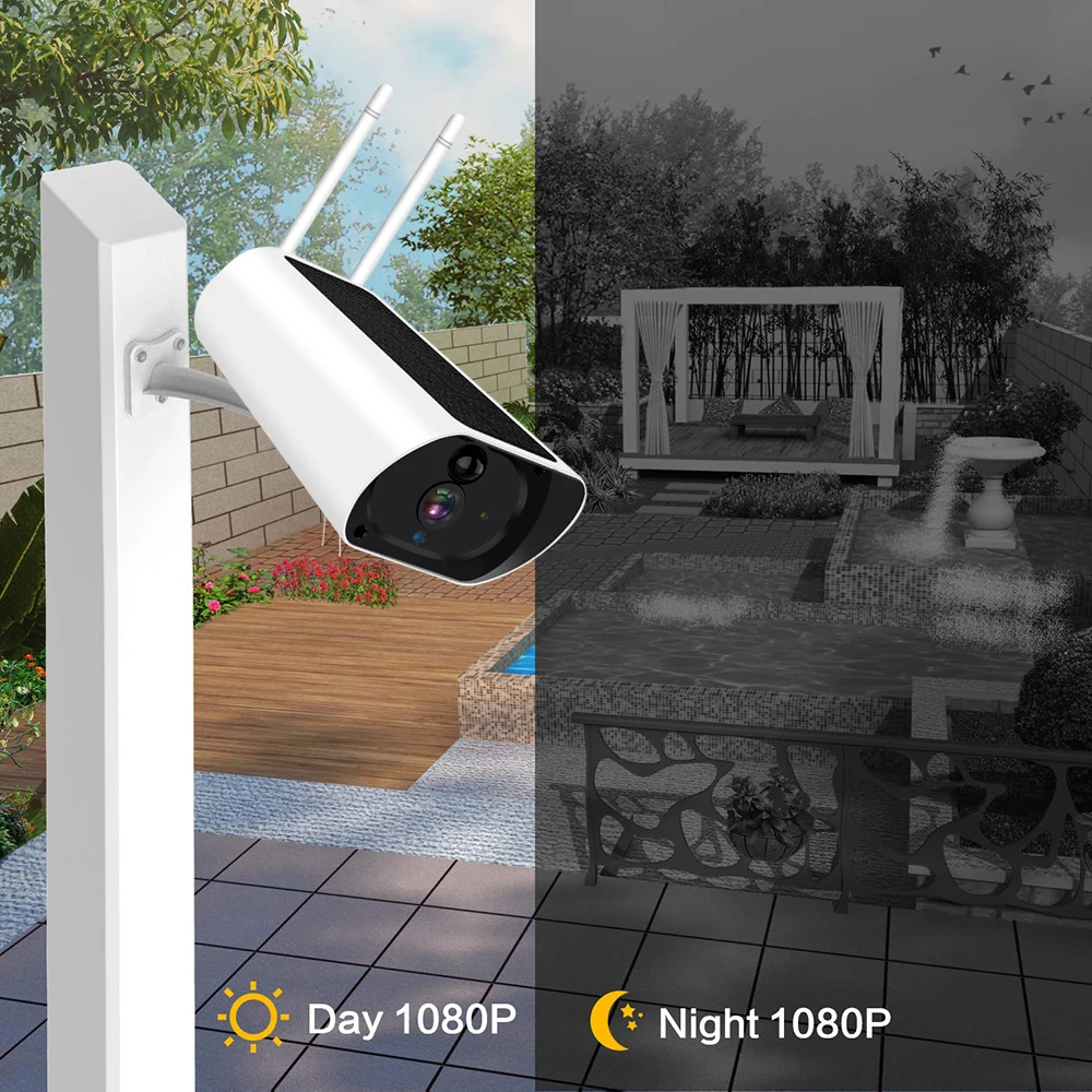 1080P Беспроводная Солнечная камера видеонаблюдения Водонепроницаемая ИК ночного
