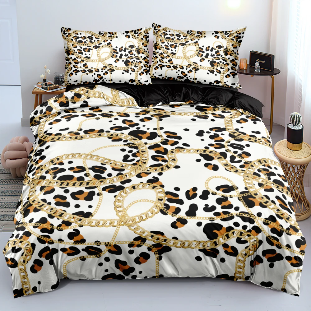 

Роскошный комплект постельного белья с золотистой цепочкой и 3D рисунком