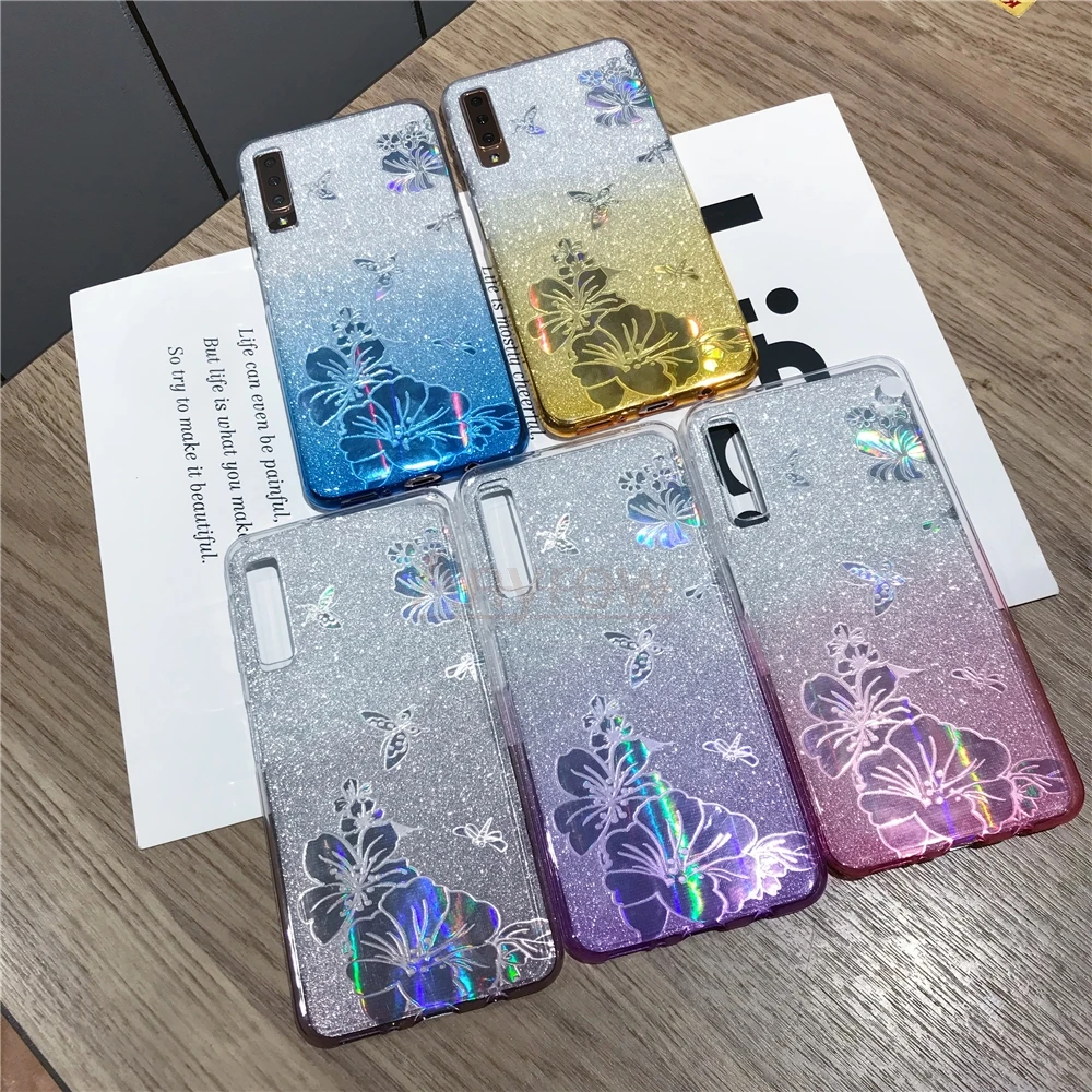 Градиент Buterfly Цветок Блестящий чехол для sony Xperia XZ4 XZ3 XZ2 XZ1 XZ X Z5 XA3 Ultra XA2 XA1 XA Чехол Мягкий ТПУ телефонные чехлы
