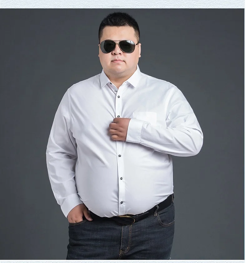 FAISIENS Высококачественная Мужская рубашка с длинным рукавом 10XL 12XL 14XL розовый синий 6XL 7XL 8XL формальная повседневная мужская рубашка большого размера 54 60