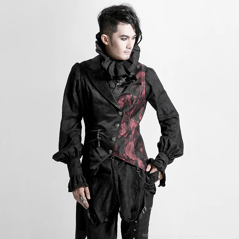 Мужской жилет в стиле панк с принтом готический бандажный ласточкиного хвоста