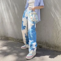 y2k clothes e girl tie dye harajuku hip hop wide leg streetwear trousers ladies aesthetic jogging old fashioned jogging pants