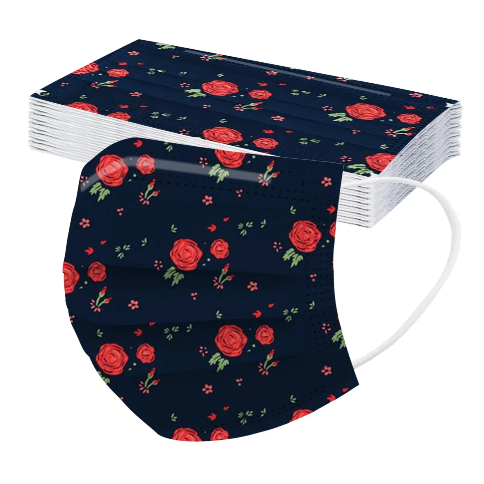 

Маски одноразовые для взрослых, 20 шт., с принтом цветов и листьев