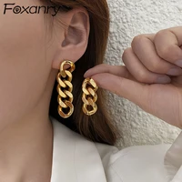 foxanry prevent allergy 925 stamp drop earrings fashion punk rock vintage asymmetric thick chain tassel party jewelry