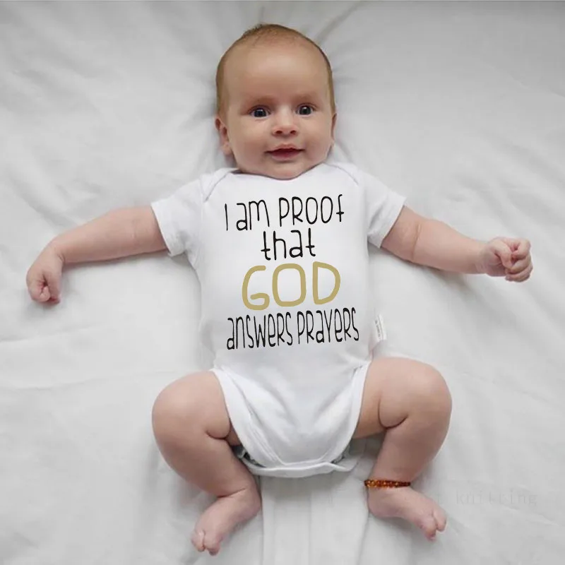 Боди для новорожденных с надписью I'm Proof That God Answers mailles детские костюмы пляжного