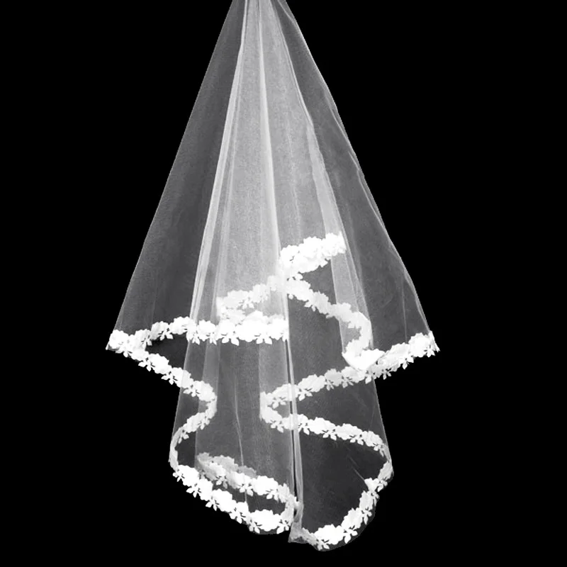 Простая короткая белая слоновая кость для новобрачных вуаль 2020 Аппликация