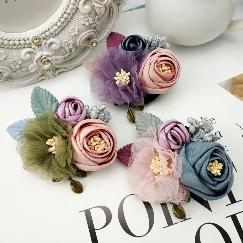 Handmage ткань брошь в форме цветка и модная бутоньерка простой штырь отворотом