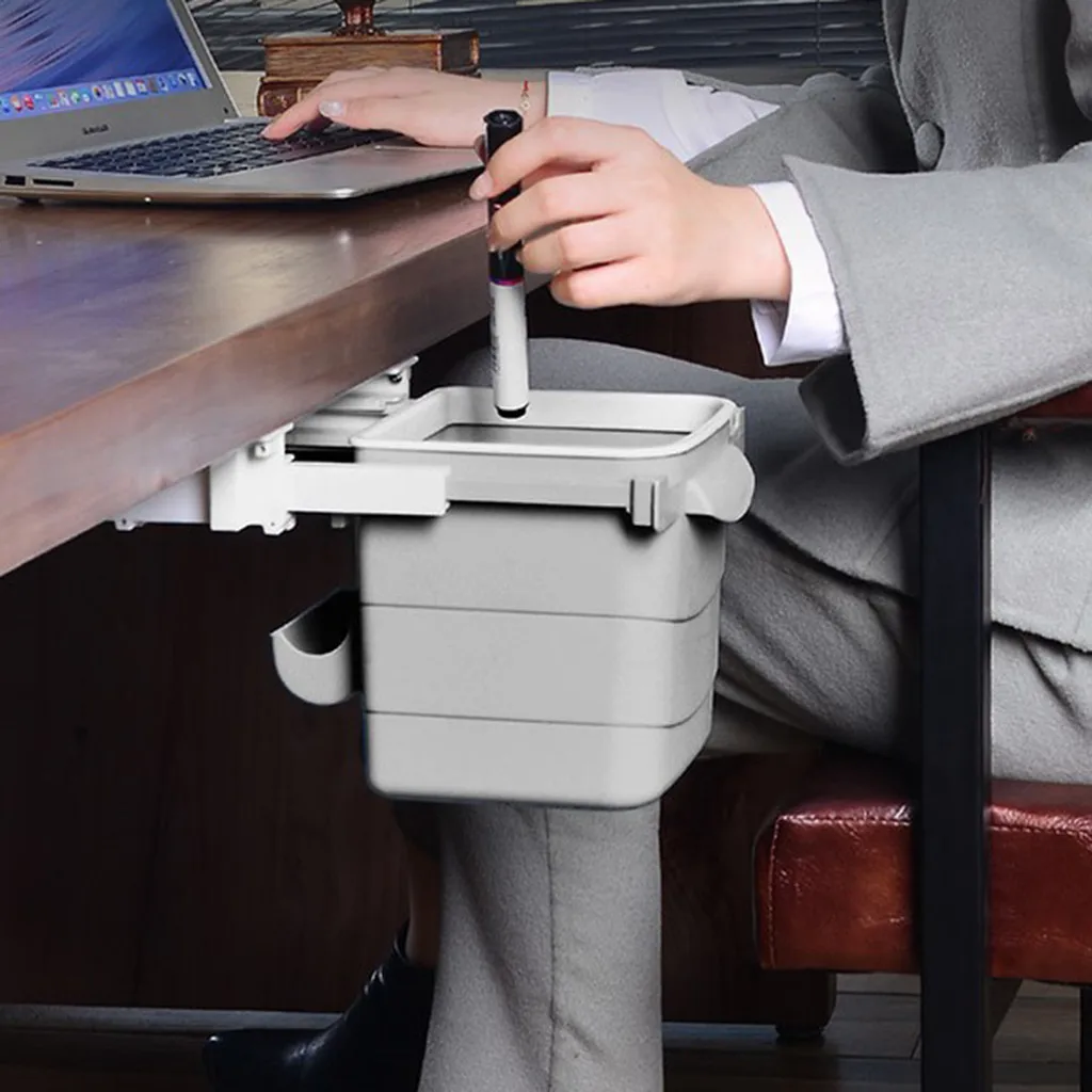 Самоклеящаяся мусорная корзина скрытая Выдвижная для офисного стола