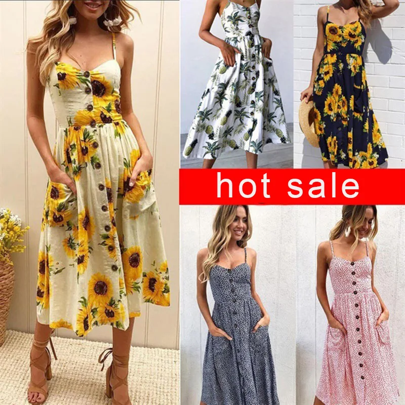 Повседневное женское пляжное платье миди с пуговицами и открытой спиной в