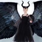 Порочная королева злого черного платья костюм на Хэллоуин тёмная ведьма платье-пачка для девушек с блестящим гудком головной убор