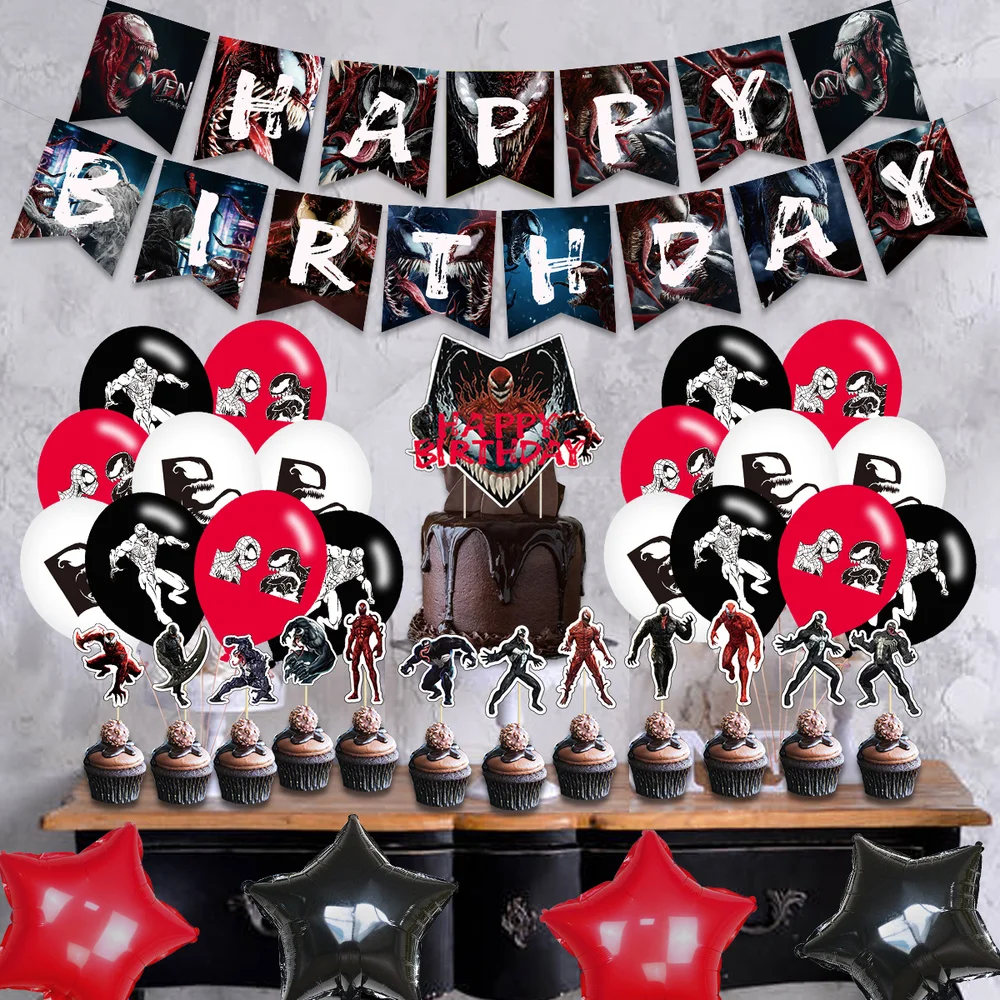 Набор воздушных шаров с супергероями Марвел Веном 2 баннер вставка для торта