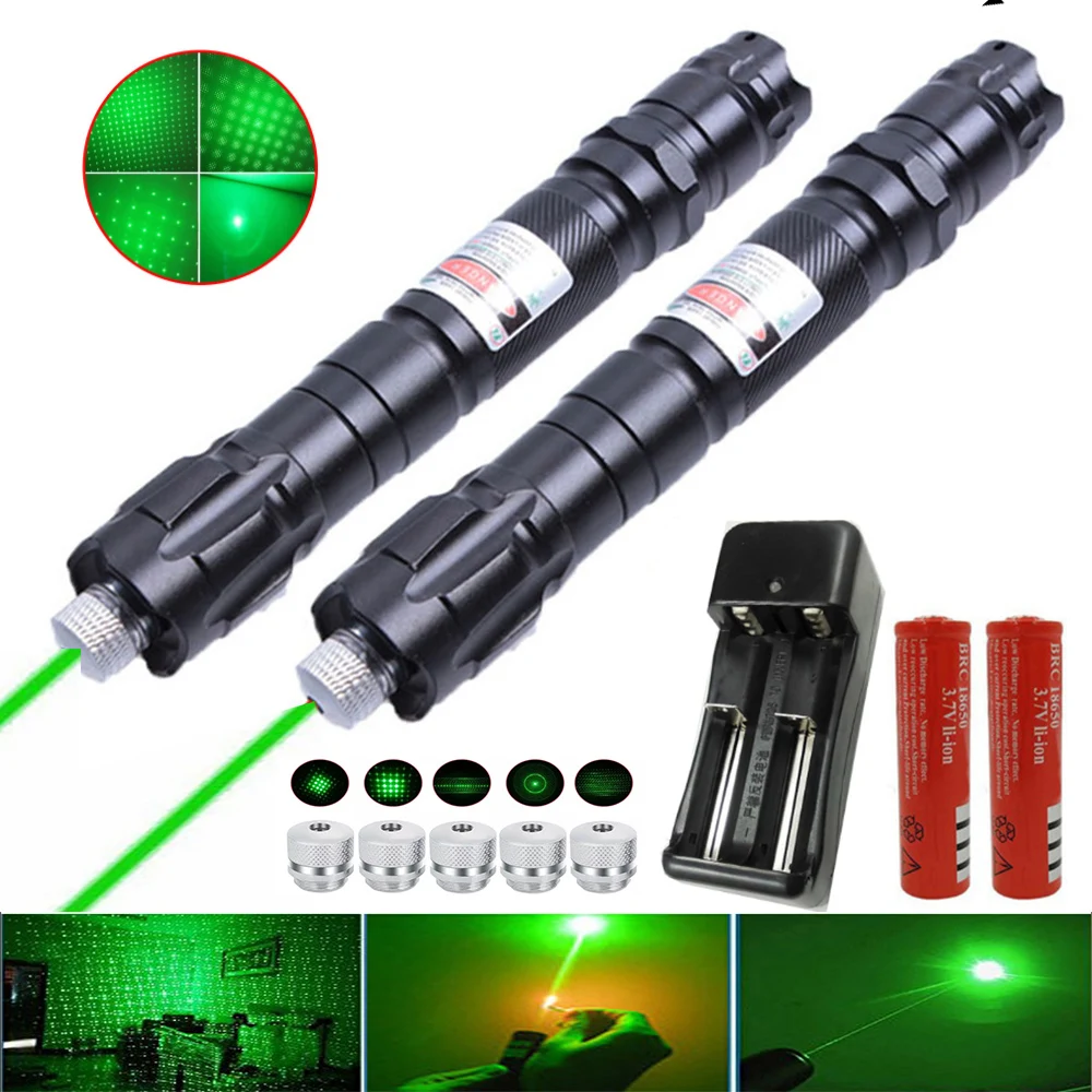

Powerful green laser sight 009 laser pointer 5 milliwatts 10000M ultra-long radiation burning laser +18650 battery combination
