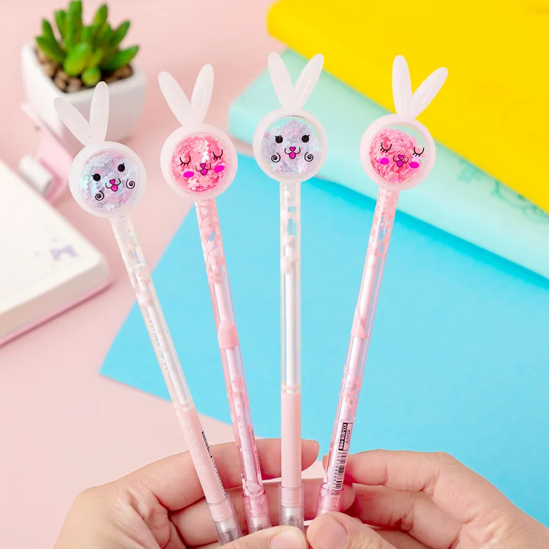 

40pcs Cute Rabbit Gel Pen 0.5mm Black Ink Pen Korea Stationery Creative Cartoon Animal Gel Pens Kawaii School Supplies Wholesale