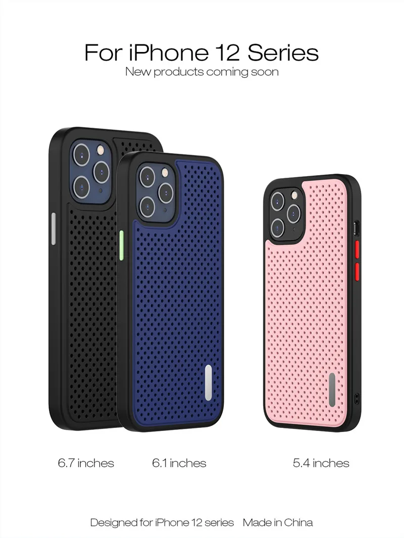 iphone 6s phone case Heat Dissipation Breathable Cooling Case For iPhone 11 Pro Max 12 mini XR XS Max X 8 7 Plus SE Soft TPU Silicon Plain Color Case iphone 6 case