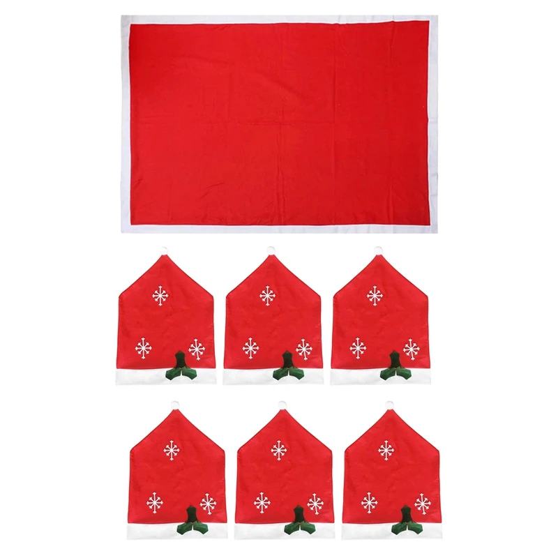 

Promotion! Xmas Dinner Table Cover Tablecloth Decorations Santa Claus Red Hat Chair Back Covers Home Decorations