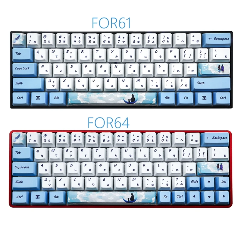 

2021 New 73 Keys Dye Sublimation Mechanical Keyboard Cute Keycaps PBT OEM Profile Keycap For GH60 GK61 GK64 Keyboard Keycap