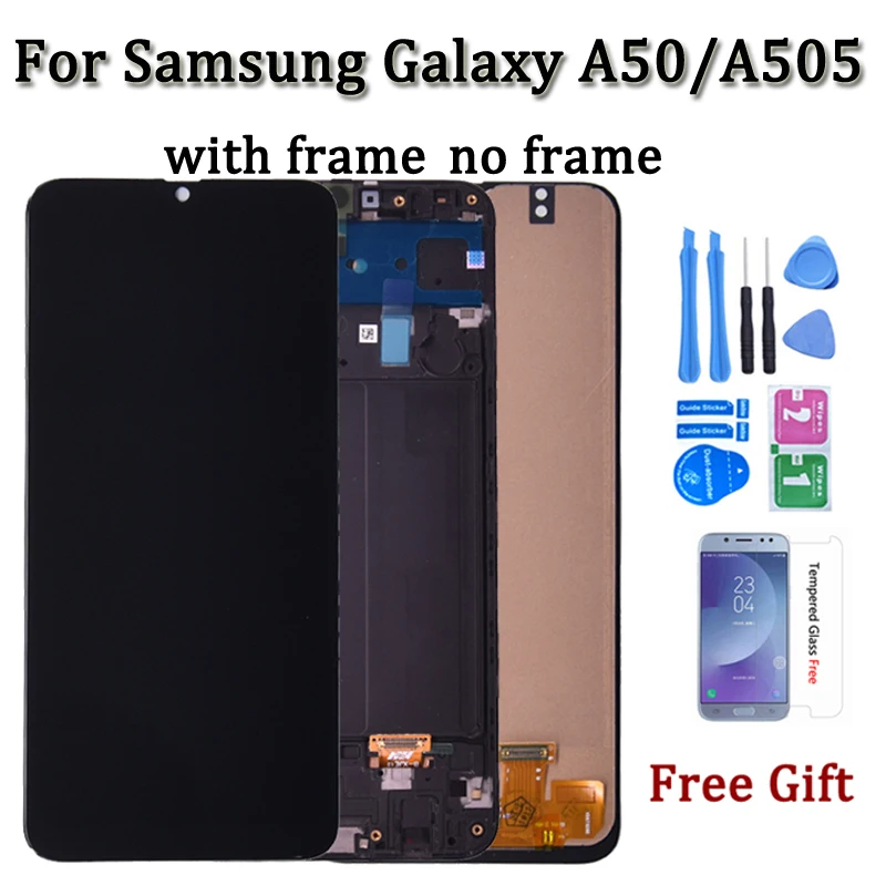 

ЖК-дисплей AAA для Samsung Galaxy A50 SM-A505FN/DS A505F/DS A505, сенсорный экран с дигитайзером и рамкой для Samsung A50 LCD