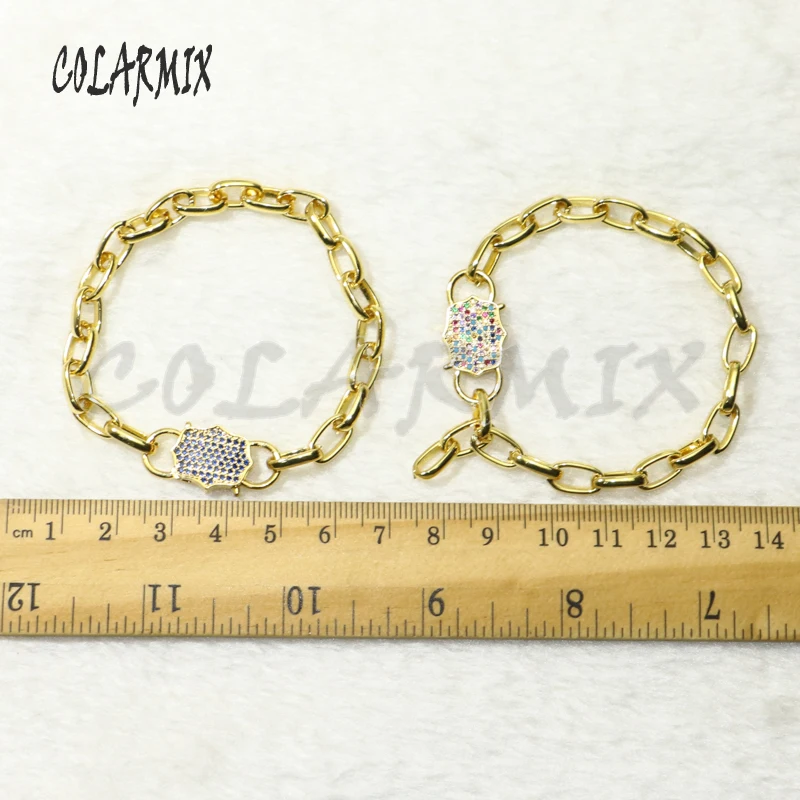 

5 pcs Rainbow charm bracelet Lock charm bracelets hook charm fashion jewelry accessories gift for women 50677