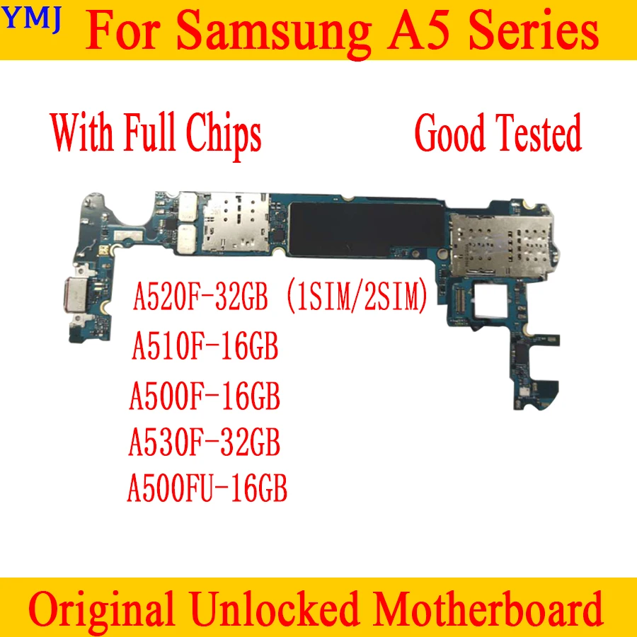 Оригинальный разблокированный для Samsung Galaxy A5 A510F A520F A500FU A530F материнская плата с