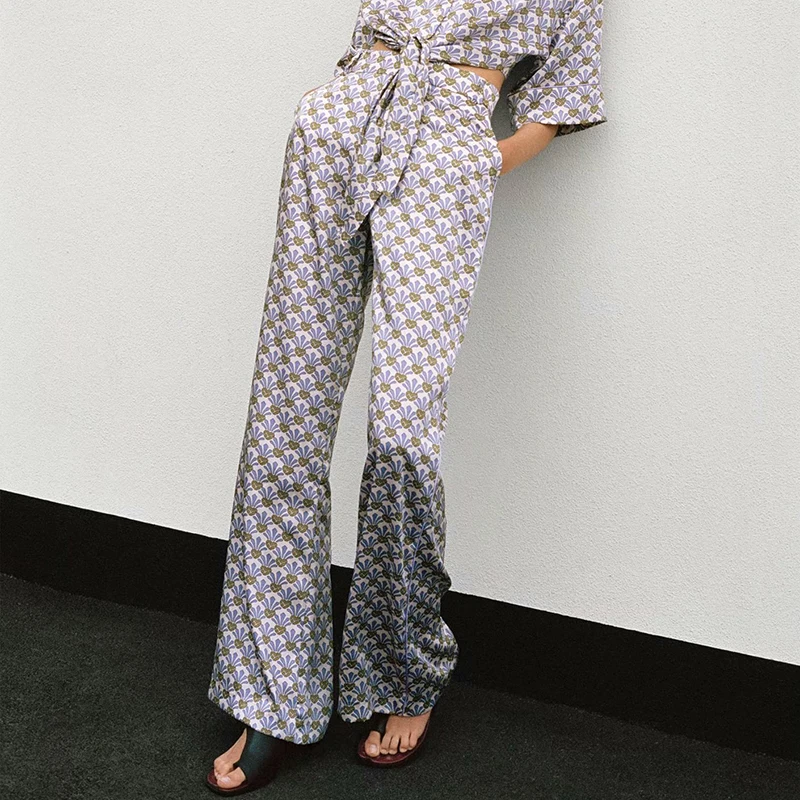 

OLOMM New Fashion Women's Pants Commuter Straight Leg Leisure Loose Comfortable Thin Printed Homewear Spring 2021