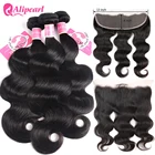 Aliborl волнистые волосы для тела, человеческие волосы с фронтальной шнуровкой, с пряди, малазийские волосы, плетение, 3 пряди, натуральные черные волосы Remy