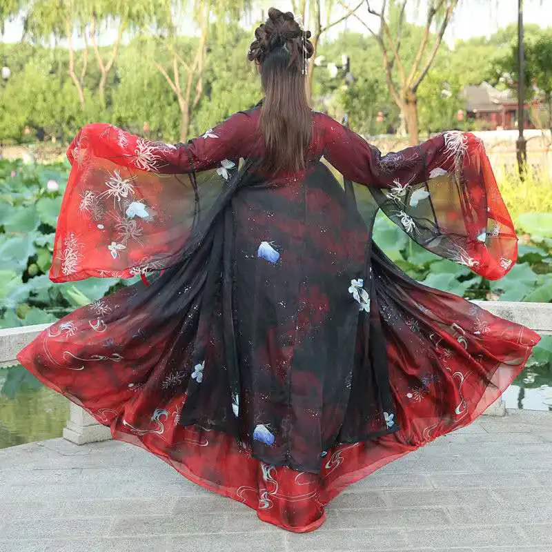 

Women Chinese Style Traditional Folk Dance Costume Oriental Han Dynasty Fairy Performance Hanfu Crane Singer Woman Chinese Dress