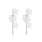 Полые серьги-ромашки серьги для подъема ушей маленькие серьги-гвоздики для женщин повседневные ювелирные изделия серьги-каффы гусеничный цветок пирсинг длинная шпилька