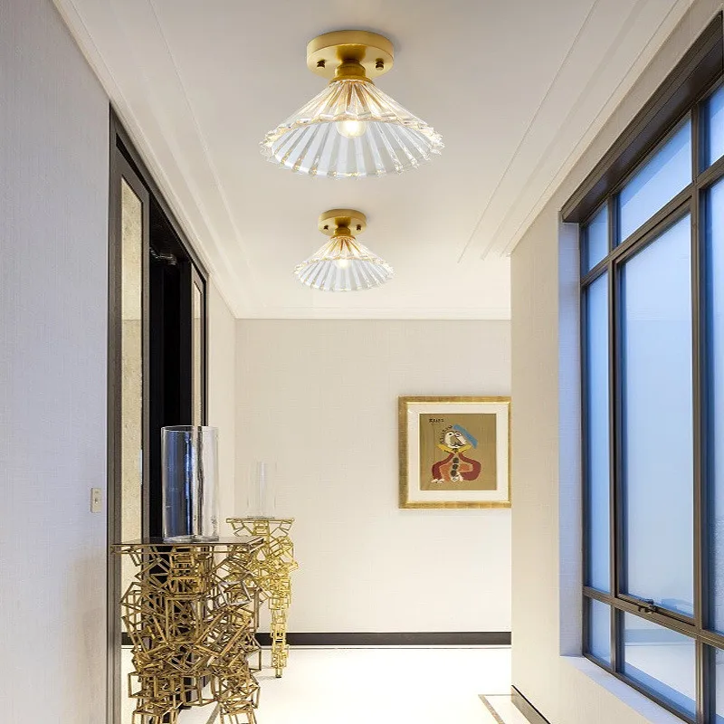 Creative Contracted modern Ceiling lamp Nordic copper glass ceiling light act porch balcony corridor | Освещение