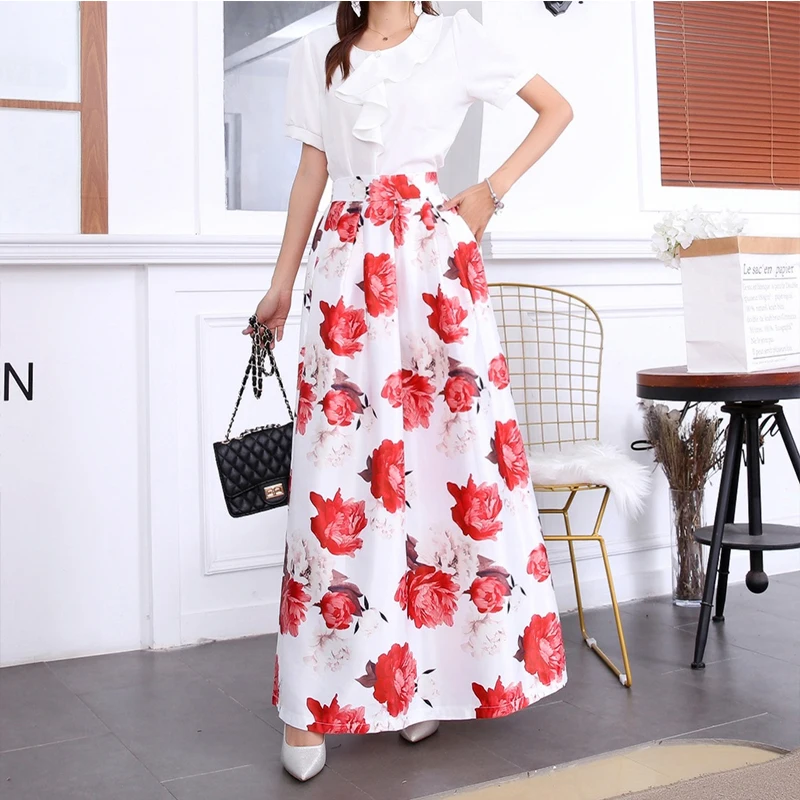 Летняя новая женская юбка свободного кроя Повседневная Свободная цифровая 2019 с