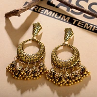 oiquei boho ethnic retro big bells indian jhumka earring gold sliver plated tassel dangle earrings for women gypsy jewelry 2022