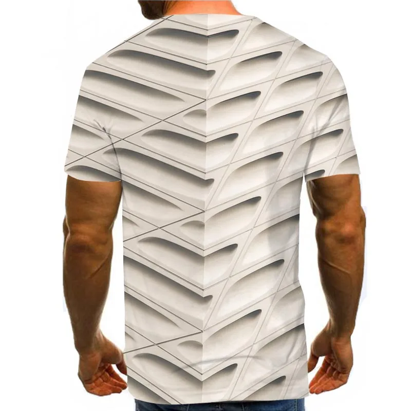 

Men Graphic T Shirts Round Neck 3D Print Short Sleeve Daily Tops White Tees