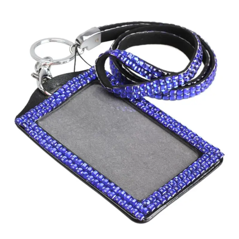 50pcs/lot Rhinestone Bling Lanyard with Vertical PU ID Badge Card Holder and Key Chain Fashion Phone Strap Free shipping | Мобильные