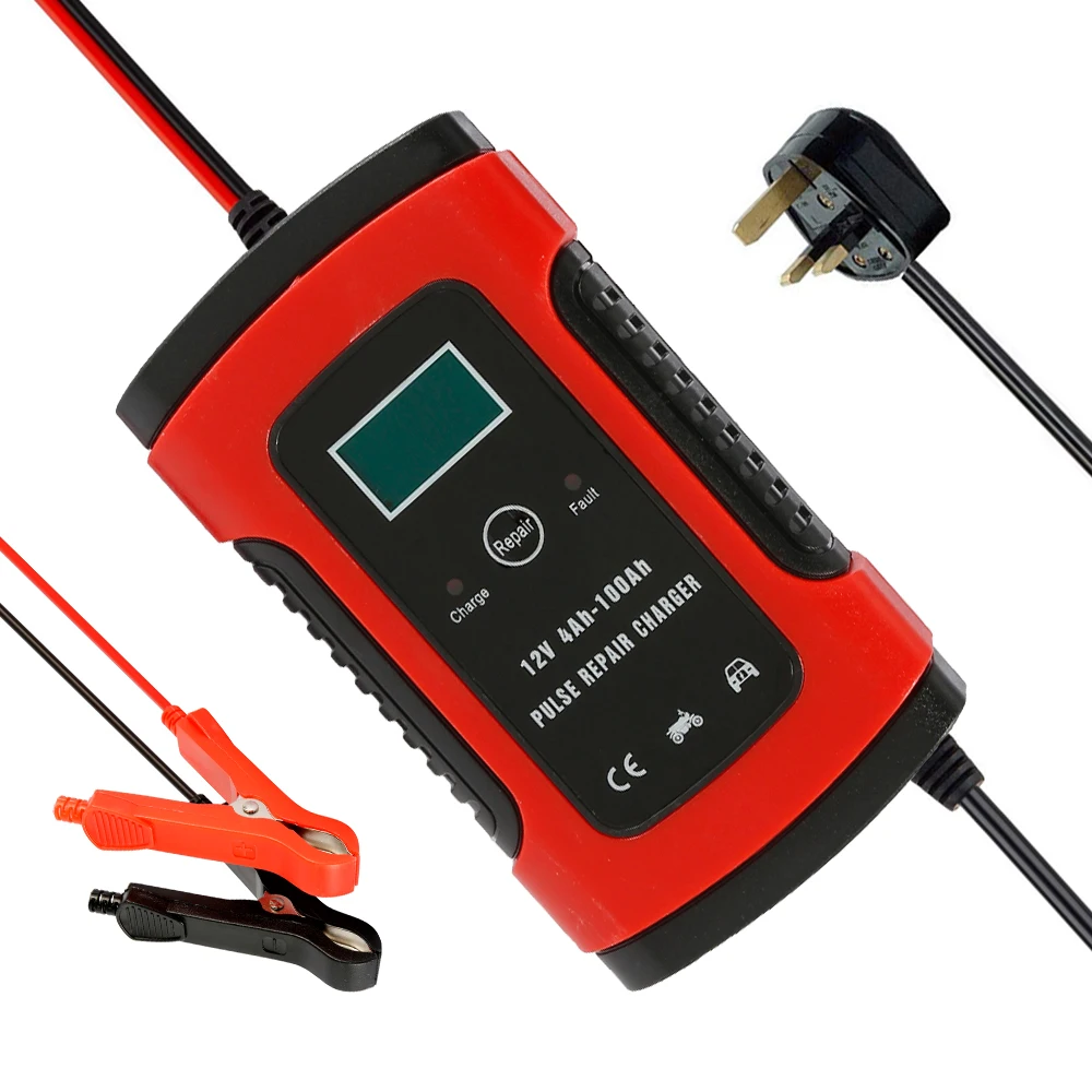 

Car Motorcycle Lead Acid Battery Charger Automatic Smart 12V Deep Cycle Pulse Repair With LCD Display UK Plug Orange