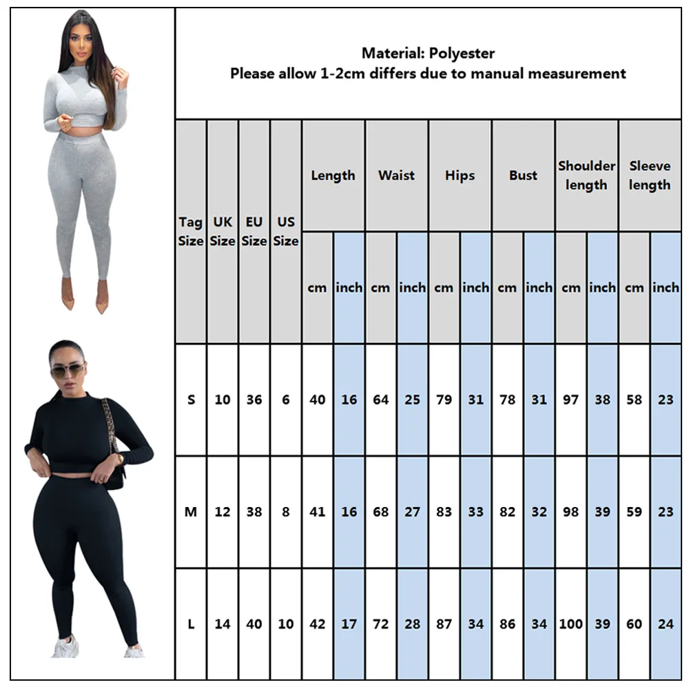 

Women Fitness Casual 2 Piece Set Spring Autumn Long Sleeves Crop Tops T Shirt Long Pants Tracksuit Sportswear Ropa De Mujer D30