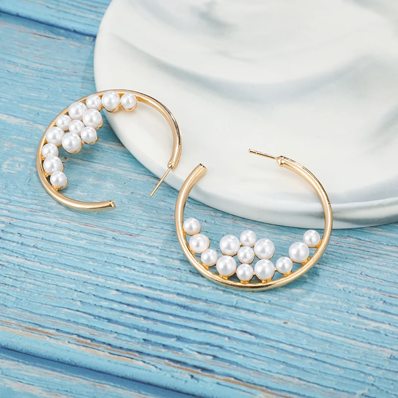 Модные золотые серьги-гвоздики Tocona простые круглые геометрические роскошные с