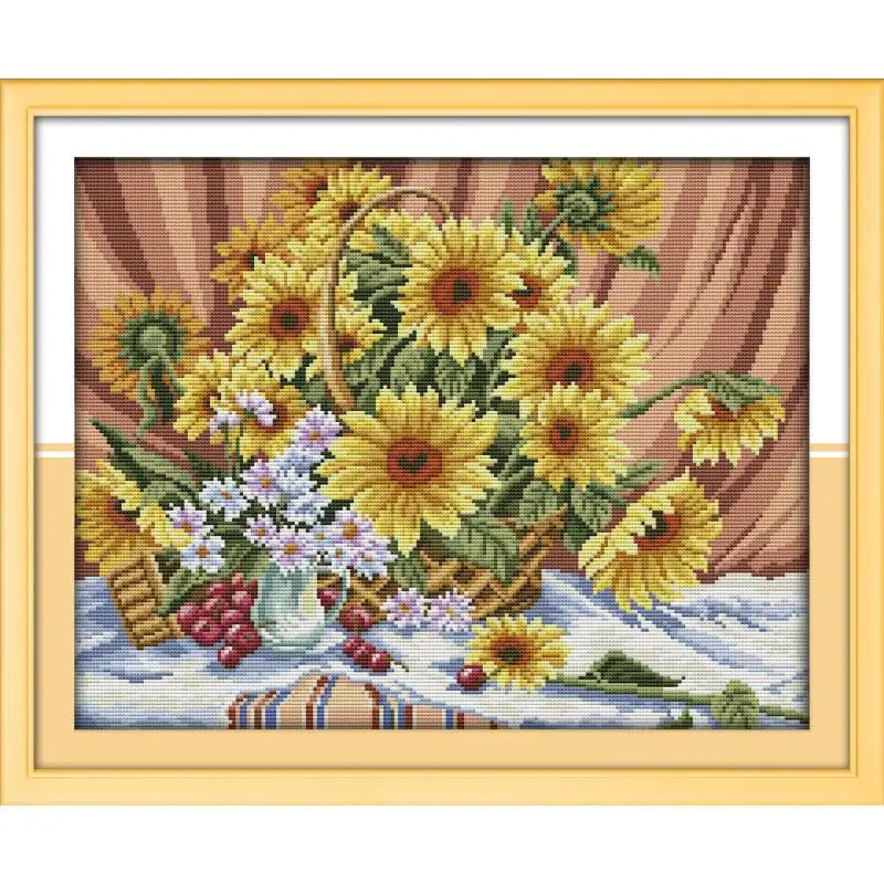 Joy Sunday Sunflower 14CT Печать на холсте вышивка крестиком сделай сам DMC набор для