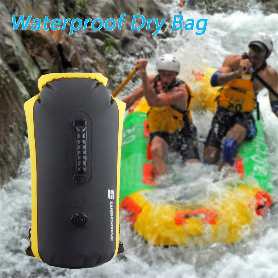 

500D mesh waterproof shoulder bag, inflatable rafting swimming waterproof bag 25L blue yellow black bean green w
