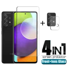 4-in-1 For Samsung Galaxy A52 Glass For Samsung A52 Screen Protector Film Tempered Glass For Samsung A52 A 52 Camera Lens Film