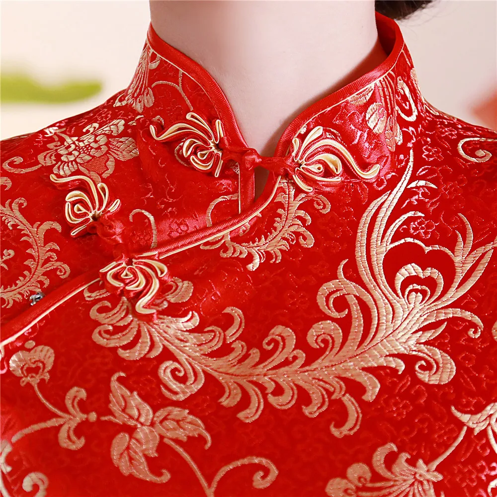 Мандарин воротник Мини Китайский стиль платье для леди негабаритных 3XL Qipao