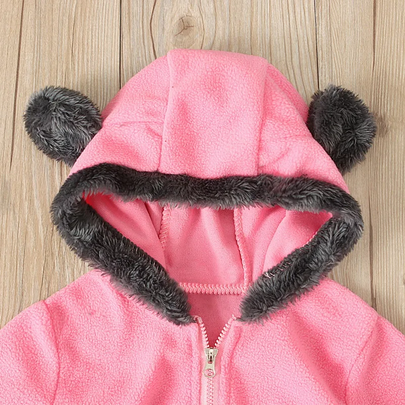 

Baby Rompers Autumn Winter Infant Baby Girls Boys Solid Cartoon Ears Hoodie Romper Clothes Jumpsuit Rompers de bebe Costumes
