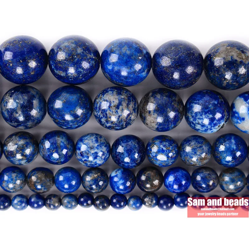 5A Grade 100% Natural Lapis Lazuli Round Loose Beads For Jewelry Making DIY Bracelets Necklace 15'' 4/6/8/10/12mm