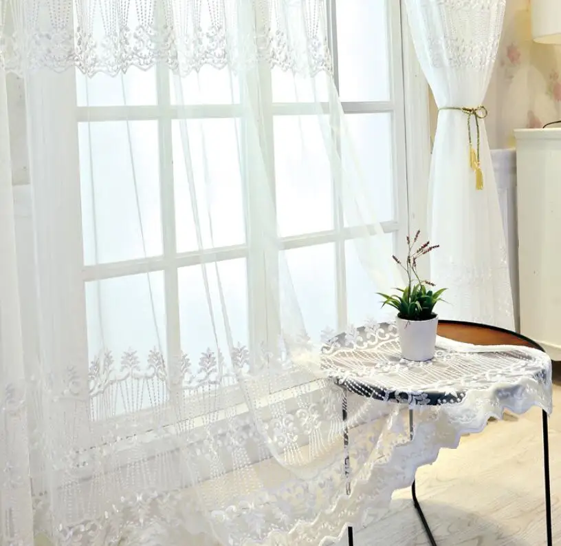 Жаккардовые белые занавески с вышивкой для спальни оконные гостиной прозрачные