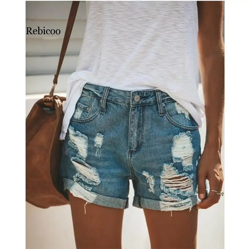 

Summer Denim Short Jeans Women Sexy High Waist Hole Ripped Shorts Fashion Casual Slim Plus Size Denim Shorts lady hotpants